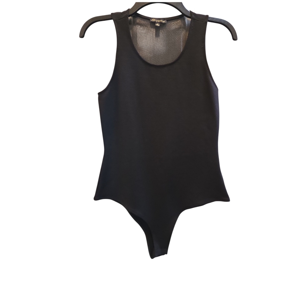 Shinestar Black Sleeveless Bodysuit SZ S